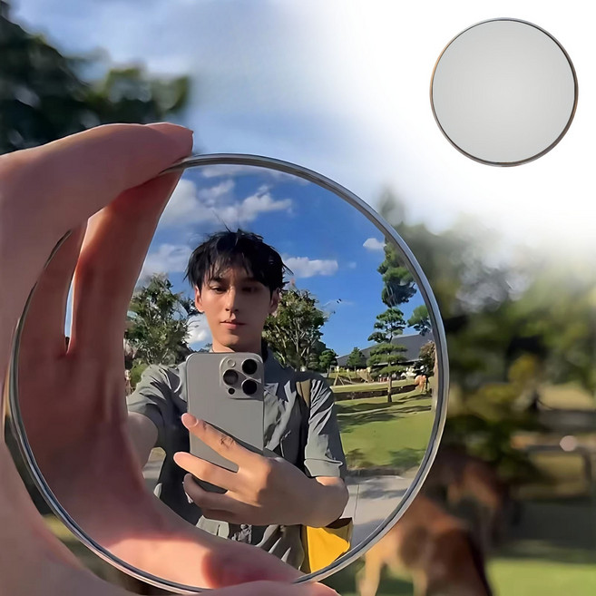 셀카모니터 볼록 거울 원형 여행 그룹사진 손거울, 1개, 그레이