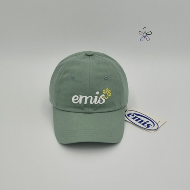 [국내 매장 정품] 이미스 레터링 로고 볼 캡 그린 + 카라비너