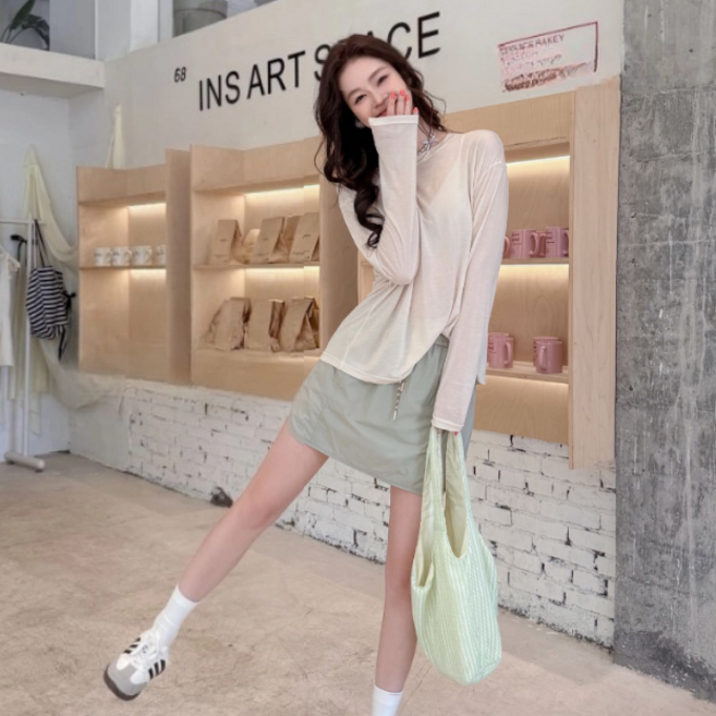 무니유유 100%텐셀원단 UV차단 빅사이즈 아이스 쿨 시스루 긴팔 티셔츠