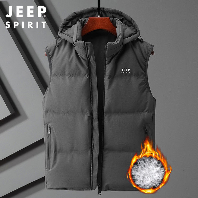 JEEP SPIRIT 지프 스피릿 남성 캐주얼 조끼 후드 탈부착 패딩조끼 0560+양말