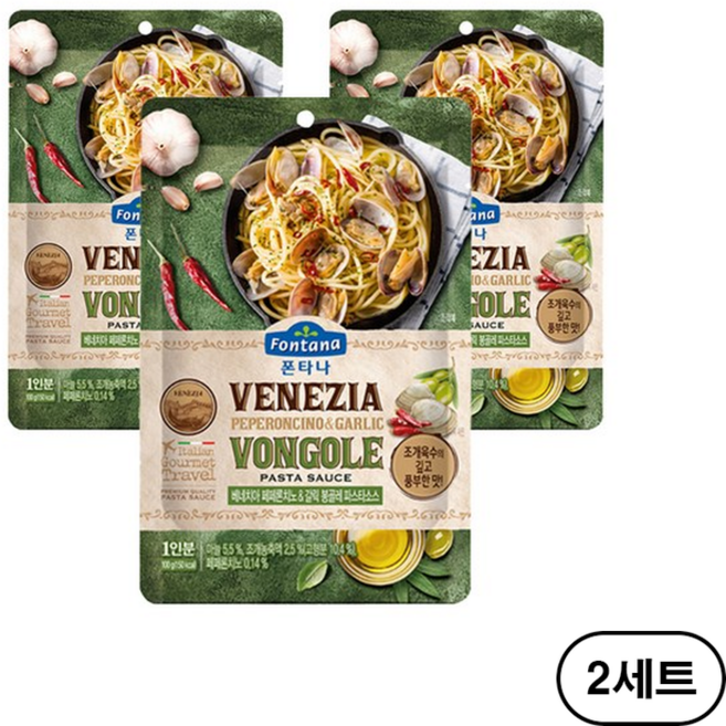 폰타나 베네치아 페페론치노&갈릭 봉골레 파스타소스 100g 3개, 6세트