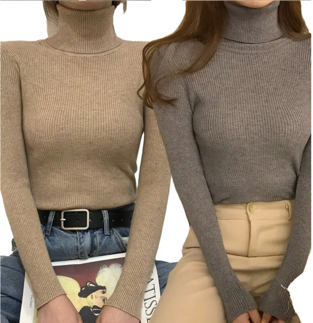 라온투유 슬림핏 터틀넥 목 폴라 니트 티셔츠 2종