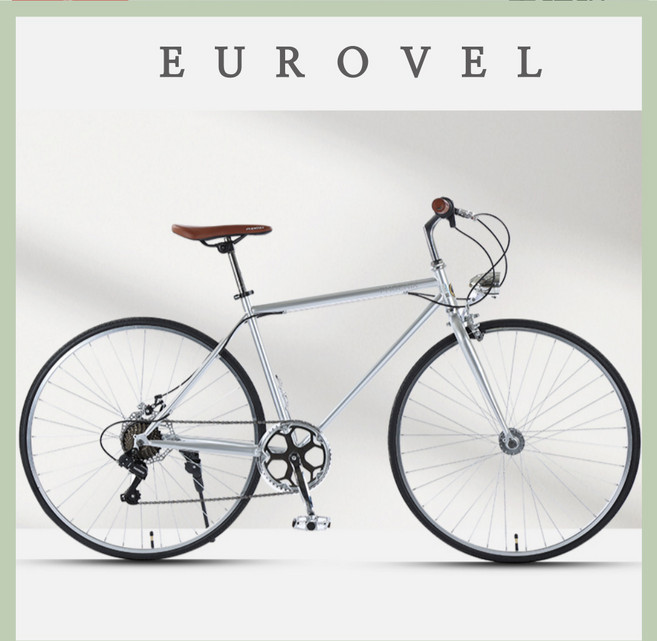 유로벨 빈티지 클래식 자전거 여성 출퇴근 성인 가벼운 알루미늄 시마노 700C 남녀공용, 란차노, Steel Silver (스틸 실버), 1개