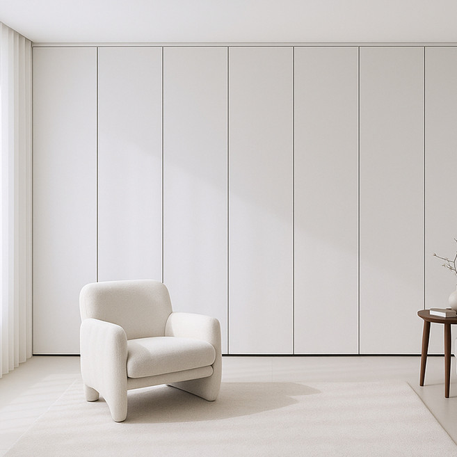 삼익가구 NEW런칭 플렉스핏 E0등급 PET 무몰딩 무광 여닫이 붙박이장, 크림화이트