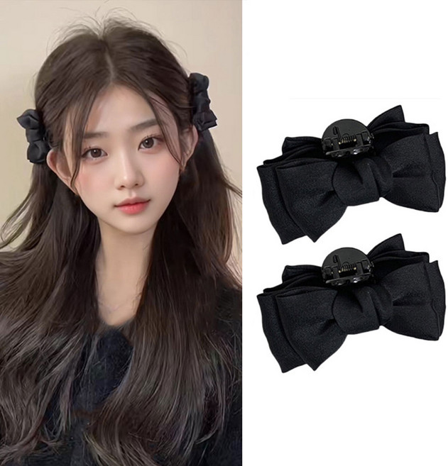 (1+1)리본 포인트 옆머리 반머리 미니 헤어집게핀세트