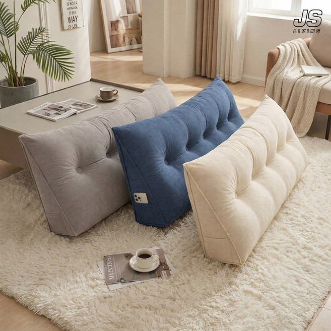 JS리빙 삼각 허리 등쿠션 소파 긴 베개쿠션 대형 침대 등받이 헤드 쿠션 커버 배게 바디필로우 사무실 의자 거실 푹신한 대쿠션 PN##CS-654820, 네이비