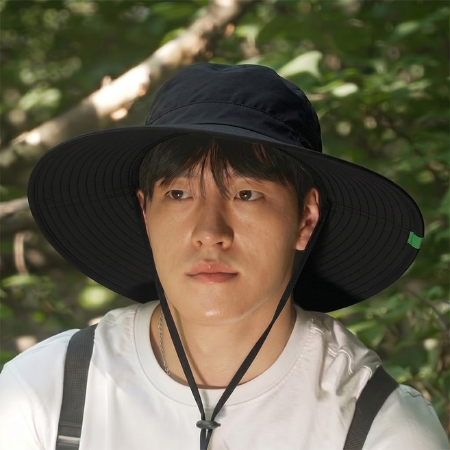 박스비 햇빛차단 대두 등산 낚시 캠핑 모자 벙거지모자 챙모자, 블랙