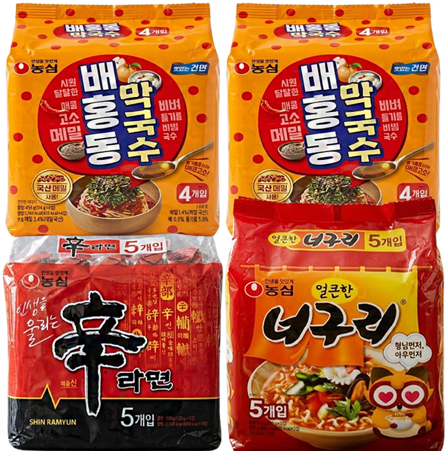 배홍동 막국수 8입+신라면 5입+너구리 5입 (총 18봉), 18개