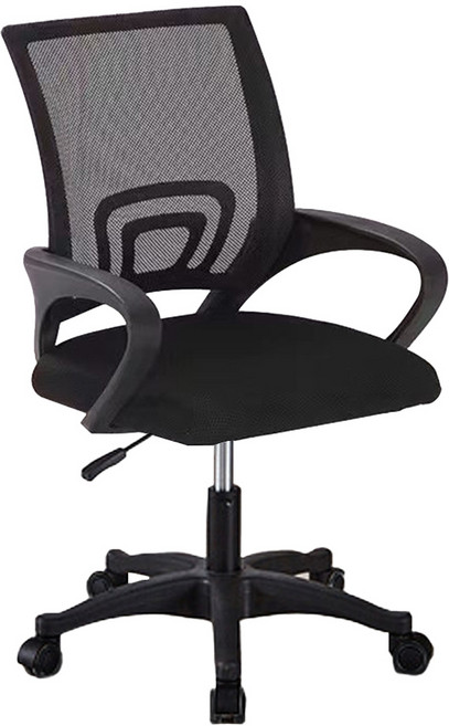 極美家居 辦公椅 人體工學透氣電腦椅, 黑色-尼龍腳