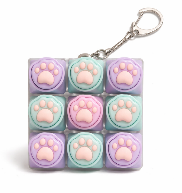 키플릭 고양이 발바닥 led 키보드 클리커 딸깍이 키캡키링9구, 캣츠9구, 큐티 파스텔