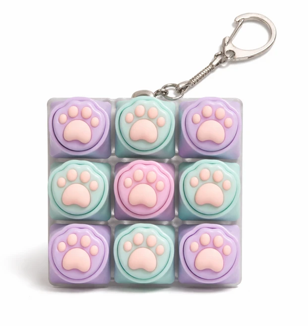 키플릭 고양이 발바닥 led 키보드 클리커 딸깍이 키캡키링9구, 캣츠9구, 큐티 파스텔 - 쿠팡