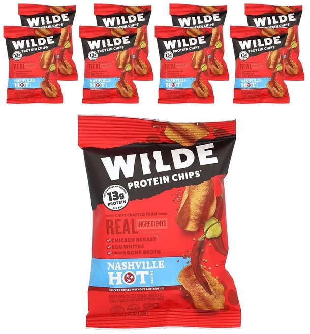 와일드 브랜드 단백질 칩 내슈빌 핫 8봉지 각각 1.34온스(38g), Wilde Brands 프로틴 칩, 내슈빌 핫, 8백, - 쿠팡