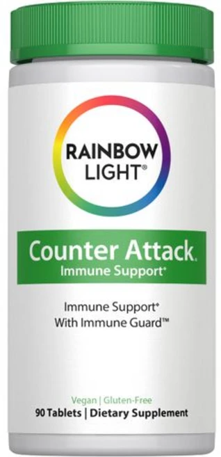 레인보우 라이트 카운터 어택 지원 비타민 C 아연 및 Rainbow Light Counter Attack Immune Support Dietary Supplement Pr, 무향, 90개 (1팩), 1개 - 쿠팡