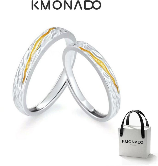 KMONADO 丁達爾效應對戒 刻字情侶款戒指, 1個, 520告白套餐-【男戒+女戒】一對裝KMONADO正品保障（品牌禮盒）送人/告白