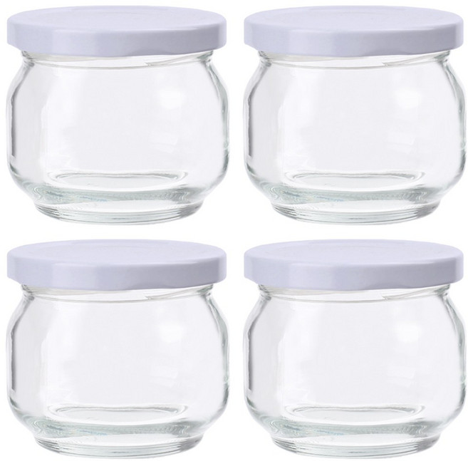 가인글로벌 토하100 원형 유리병 러그캡 화이트, 4개, 127ml