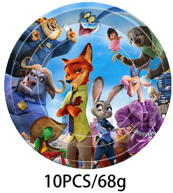 동화 영화 주토피아 생일 크리스마스 테이블보 배너 접시 테이블웨어 파티 종이 냅킨, 10pcs 7inch Plates 2