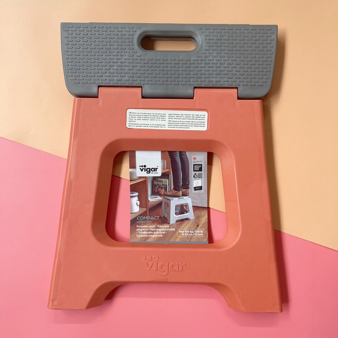 버터셀 접이식 23cm 23 cm 욕실 디딤대 비가 테이블 꽃무늬 스툴 낮은 그레이 홈바, 오렌지 그래픽 높이 32센티, 1개