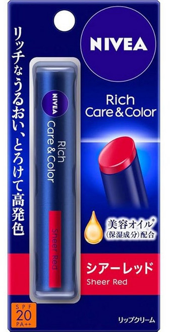 시어 레드 2g 리치 케어 컬러 립 4 개 세트 니베아, 1g, 1개