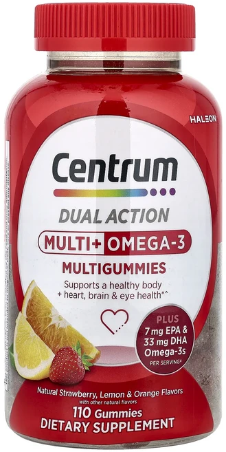 효과가좋습니다 Centrum 멀티 + 오메가3 멀티 구미젤리 천연 딸기 레몬 & 오렌지 구미젤리 110개 고급영양제, Centrum멀티오메가3멀티구미젤리천연딸기레몬오렌지구미, 1개, 110정 - 쿠팡