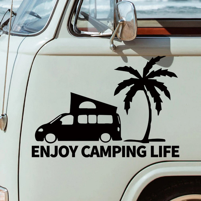 캠핑 자동차 포인트 데칼스티커 인테리어스티커, 블랙, L (320x200mm), 1개