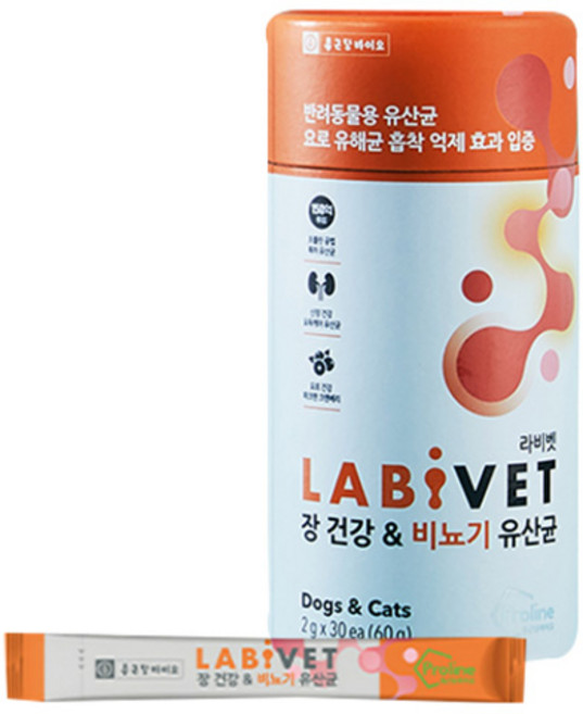 종근당 라비벳 독&캣 장건강&신장유산균 1박스(30포)+5P 증정, 30회분, 장건강/유산균, 1개
