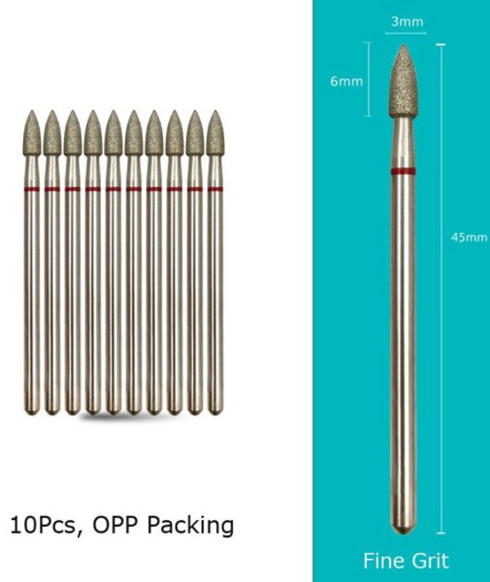 HYTOOS 콘 다이아몬드 큐티클 비트 매니큐어 드릴 손톱 액세서리 도구, 02 G0306D-F(D), 1개