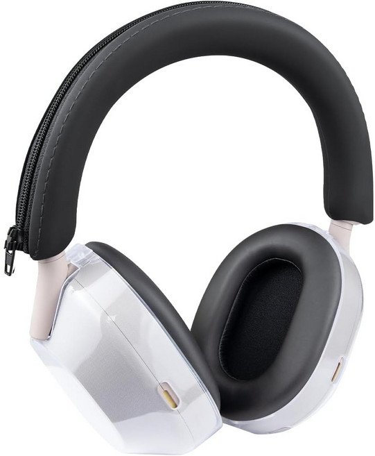 SOULWIT 보호 키트-호환 소니 Sony WH-1000XM5 헤드폰 실리콘 헤드밴드 커버 + TPU 케이스 커버 보호대 세척 가능 스크래치 방지 액세서리, 1세트, Black, XM5