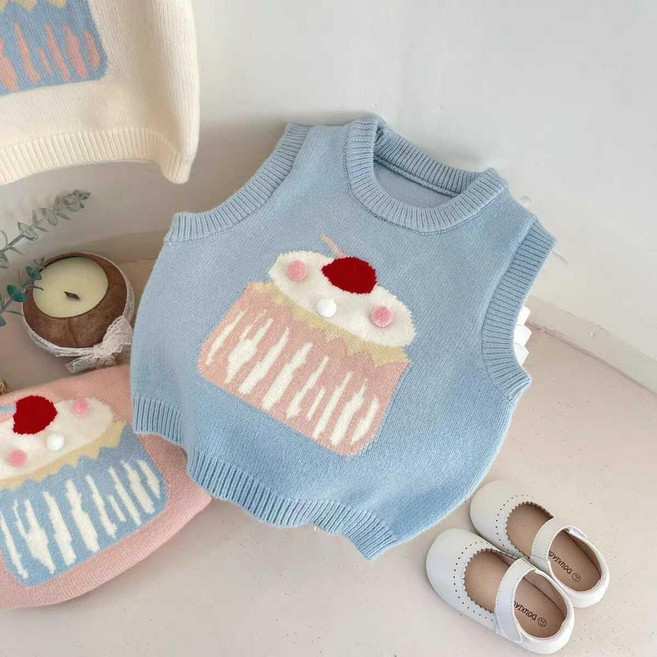 【洁白】女童 針織 馬甲春秋外穿女寶寶春裝2026新款兒童 毛衣 百搭 背心 小坎肩