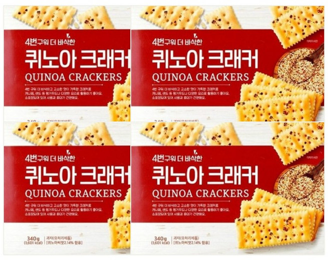 4번구워 더 바삭한 퀴노아 크래커, 4개, 340g