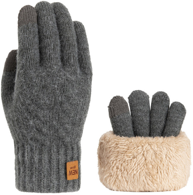 남녀공용 두툼한 융기모 스마트폰 터치 니트 방한 장갑