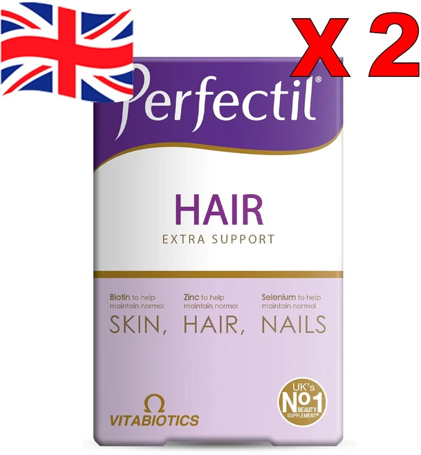 영국 비타바이오틱스 Vitabiotics Perfectil Hair extra support 퍼펙틸 헤어 스킨 헤어 네일 정, 2개, 60정 - 쿠팡