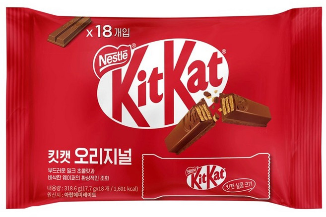[네슬레] 킷캣 오리지널 파우치 18개입, 318.6g, 1개