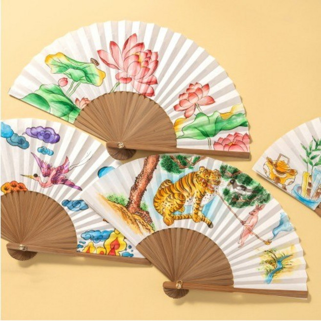 민화샵 합죽선 접이식 단오 투명 고급형 부채 만들기 꾸미기, 합죽선(고급형)-책가도