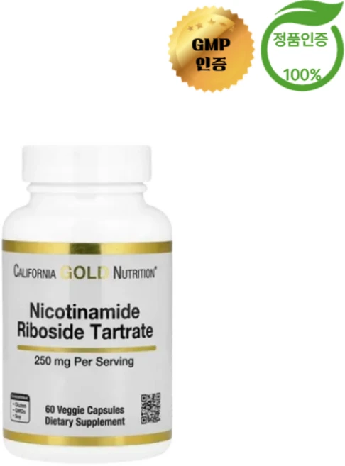 니코틴아마이드 리보사이드 Tartrate(NR) 250mg 60캡슐 캘리포니아골드뉴트리션, 1개, 60정 - 쿠팡