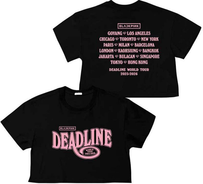 BLACKPINK DEADLINE 演唱會 短袖T恤, 1個, 露臍黑色-B款S 建議80-100斤