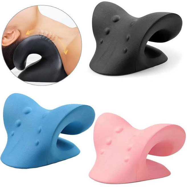 2in1 양방향 경추마사지베게 C형쿠션베개 경추마사지 bil+555ps, 경추마사지베개(블루), 본상품선택