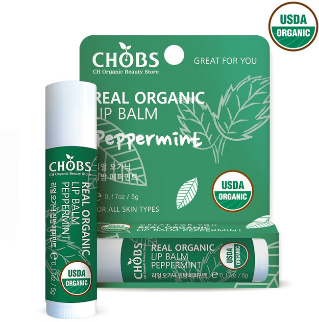 찹스 리얼 오가닉 립밤, 페퍼민트, 5g, 1개