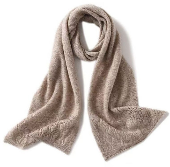 JoYouth 몽골 캐시미어 100 머플러 레이스 니트 목도리 롱 내추럴베이지