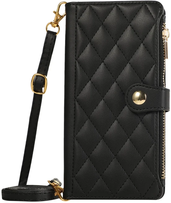 구글 픽셀 10 9 8 7 10Pro 9Pro XL 8Pro 7Pro 7a 8a 9a용 크로스바디 지퍼 월렛 케이스페달 카드 현금 수납, 08 구글 픽셀 9 프로, 04 검정색