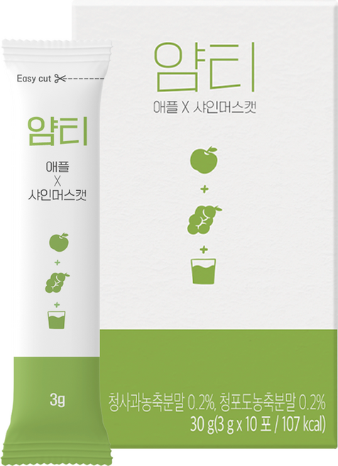 얌티 이온음료 비타민음료 애플 샤인머스캣, 3g, 10개입, 1박스