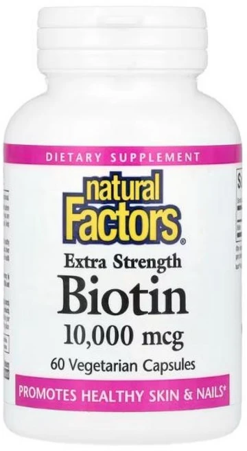 내추럴팩터스 Natural Factors 고함량 비오틴 10000mcg 60베지캡슐 비타민B BIOTIN 바이오틴, 60정, 1개 - 쿠팡