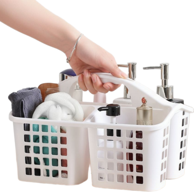 심플린 3단칸막이 목욕 사우나 수영 바구니, 화이트