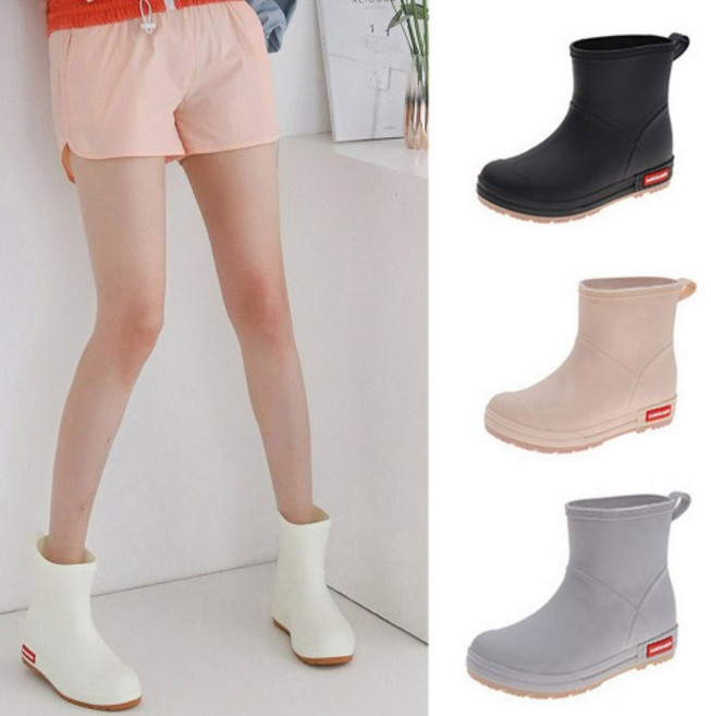 5.5cm굽 키높이 여성 남성 레인부츠 숏 장화 SD11