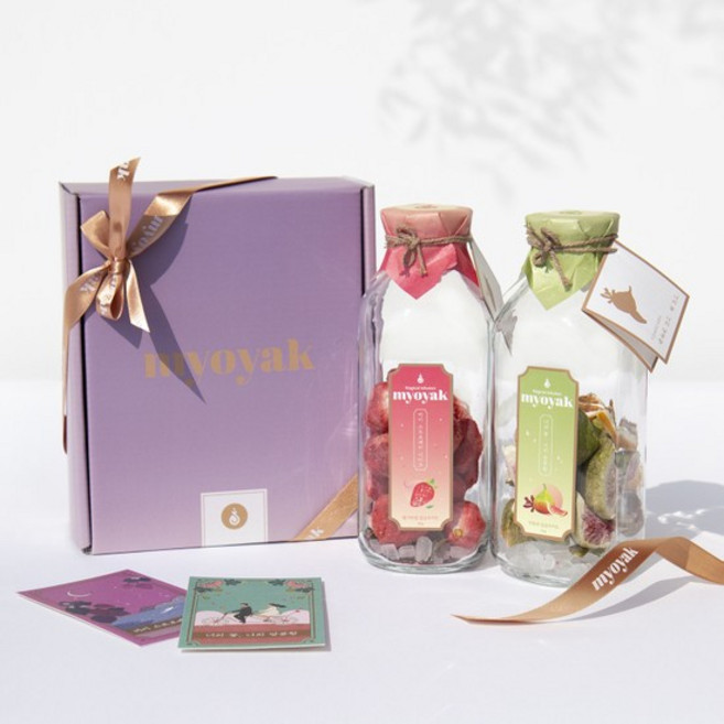 담금주 키트 2구 선물세트 종류/보자기 포장 선택가능, 딸기바질/딸기바질/보자기포장(+5000)