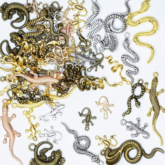 [포르르] 보석 제작을 위한 스티노 100g 금속 펜던트 참 브라클렛 목걸이 공예를 벌크 실버 & 골드 도금 동물 식물 꽃 애완동물