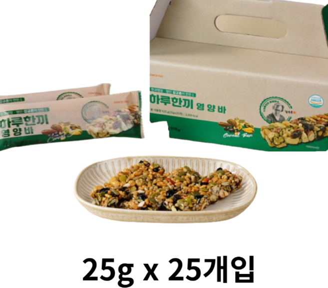 김규흔 스낵 간식 하루한끼 영양바 f4305, 25g, 25개