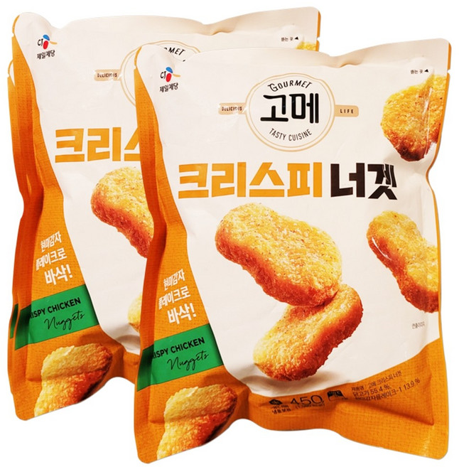 CJ 제일제당 고메 크리스피 너겟 리뉴얼 [무료냉동포장] 치킨너겟 현미감자 플레이크, 450g, 2개