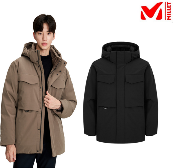 밀레 남성 겨울 중힙기장 헤비구스다운 중량다운 헤비 케이투 블랙야크