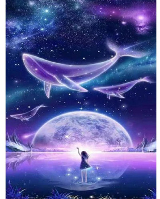 하루클래스 LED 캔버스형 보석십자수 집순이 취미 키트, 02. LED 고래와우주, 1개