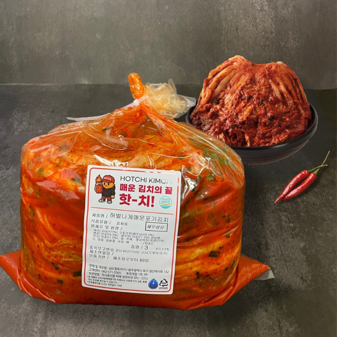 핫치 더 매운 불김치 실비김치 배추김치, 3kg, 1개